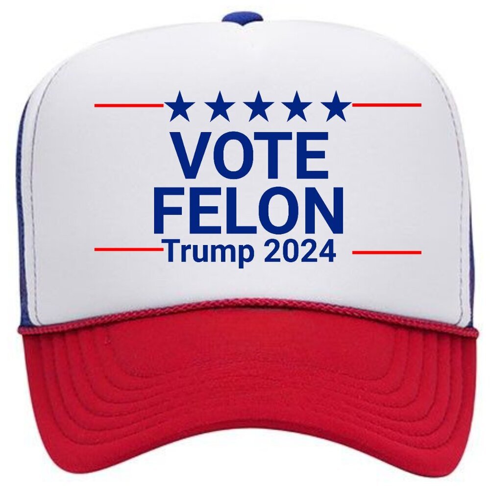 MAGA Trump Vote Felon 2024 Foam Trucker Mesh Snapback Cap Hat Red…